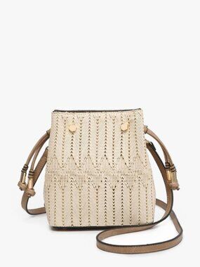 Woven Herringbone Mini Bucket Bag, Resortwear, Summer Chic, Beach, Vacation